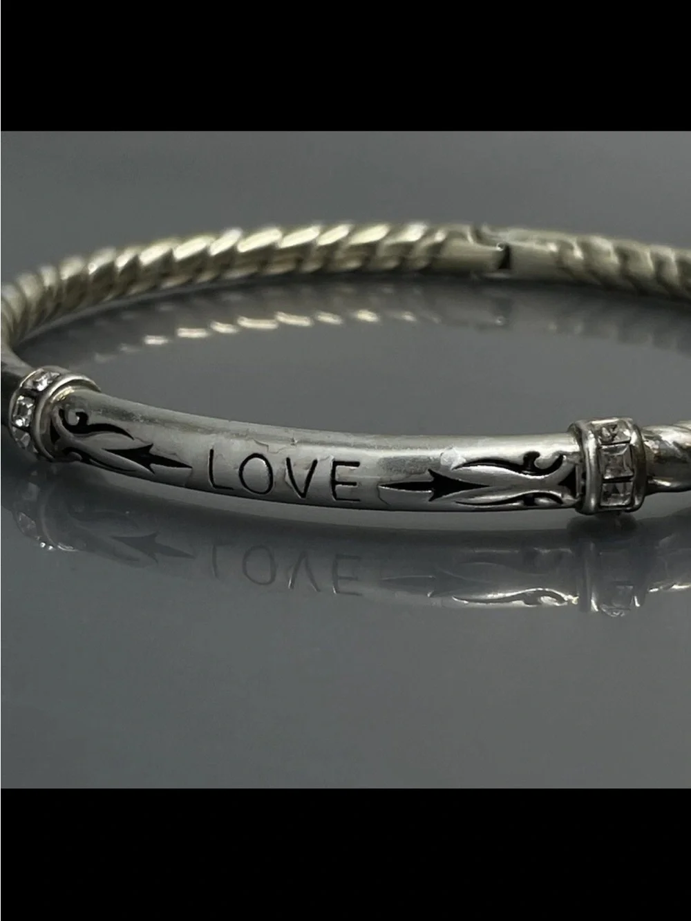 NWOT Brighton LOVE Engraved Silver-Tone Women's Bangle Bracelet
